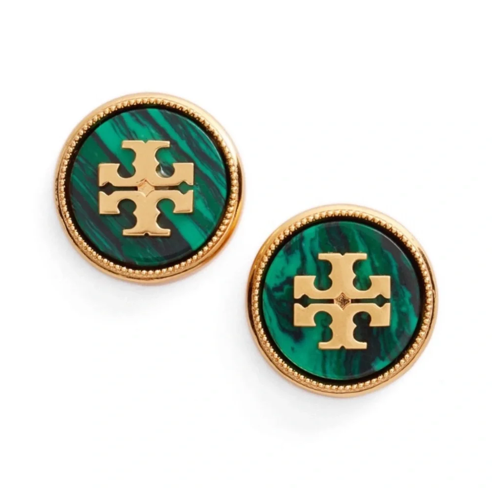 Tory Burch • Green Semiprecious Stone Logo Set